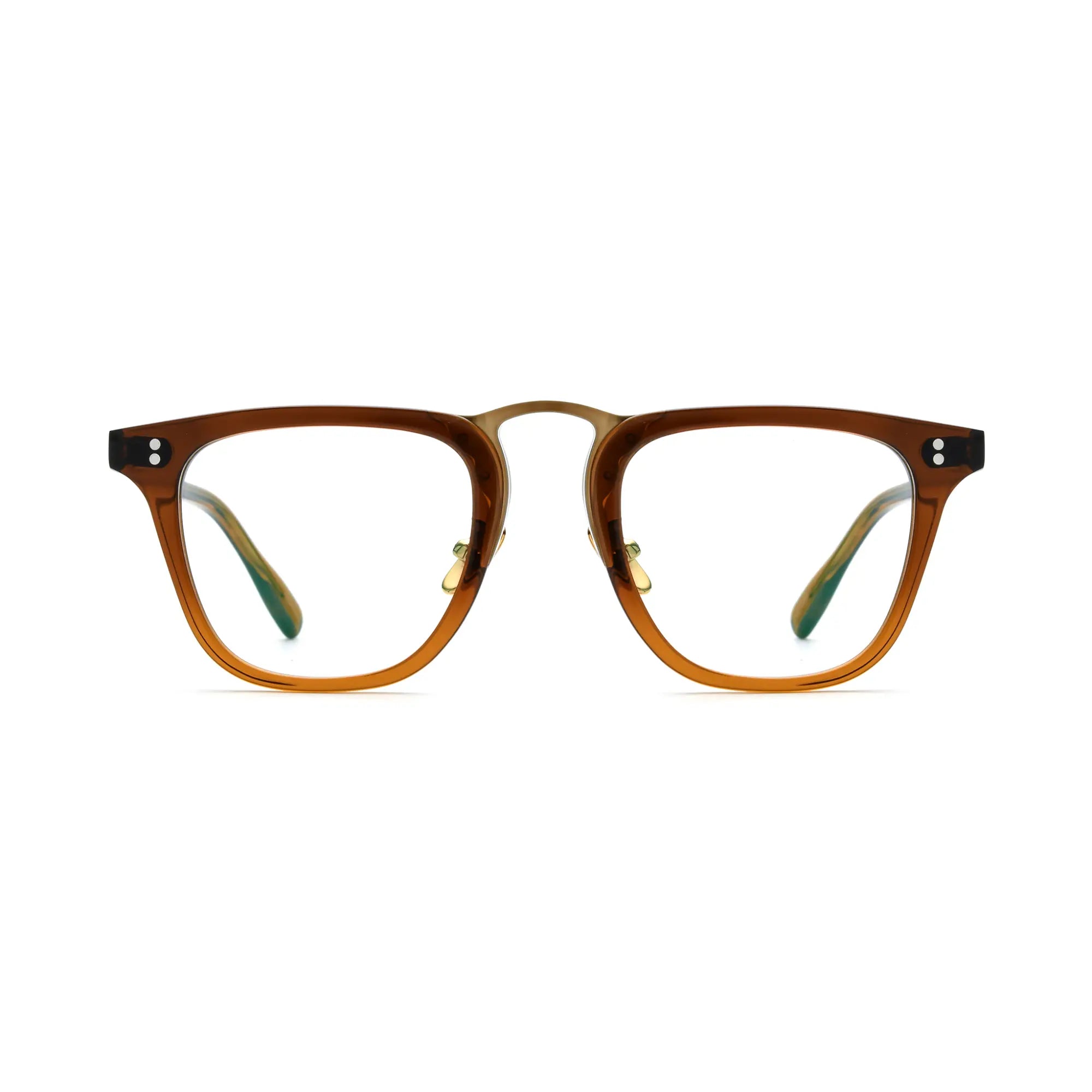 VoyueLens™ Brown Artisan Acetate Square Eyewear – Front View – SKU VL19214-BRN